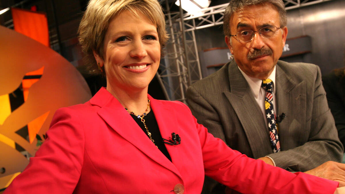 Channel 26 "Great Day" co-hosts Kim Stephens and Kopi Sotiropulos on the set in a file photo from 2007.